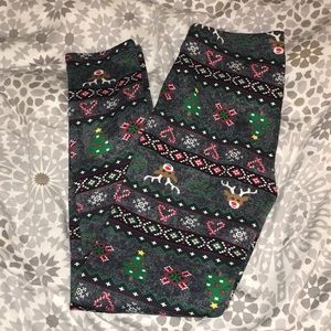 fleece lined festive holiday leggings